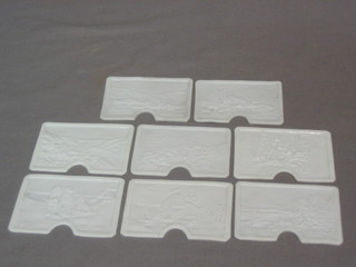 8 19th Century rectangular Continental porcelain lithophane slides 3" x 2"