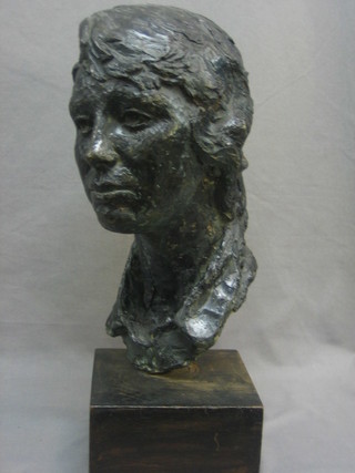 A fibre glass head and shoulders portrait bust of a lady