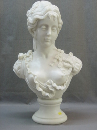 A reproduction Victorian head and shoulders portrait bust of a lady 26"