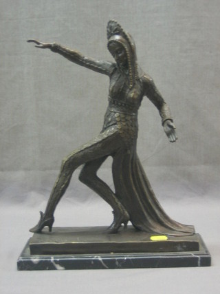 A 20th Century reproduction bronze figure of a standing Russian dancer 14"