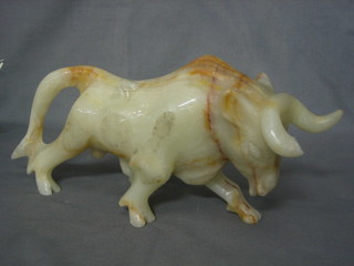 An onyx figure of a standing bull 12" (horn f)