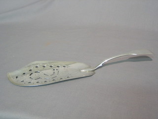 A George III silver fiddle pattern  fish slice with pierced silver blade, London 1802 4 ozs