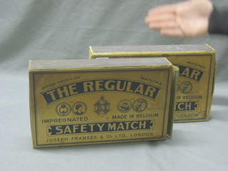 2 large boxes of Joseph Frances regular safety matches with advertising panels