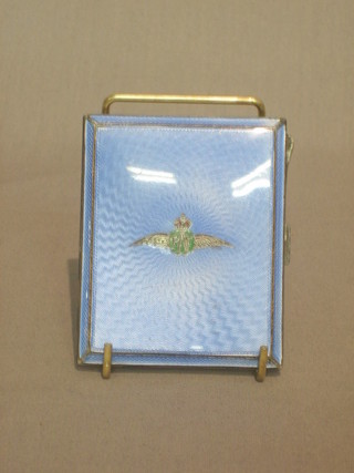 A lady's silver and blue enamelled cigarette decorated RAF wings Birmingham 1934