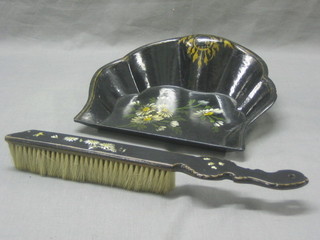 A 19th Century papier mache crumb scoop and tray