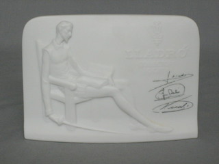 A Lladro porcelain plaque decorated Don Quixote marked Lladro Collector's Society and with 3 signatures 6"