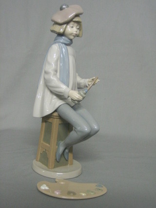 A Nao figure of a standing girl artist complete with palette 12"