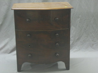 A Georgian mahogany bow front commode in the form of a 3 drawer chest, raised on bracket feet 24" complete with china liner