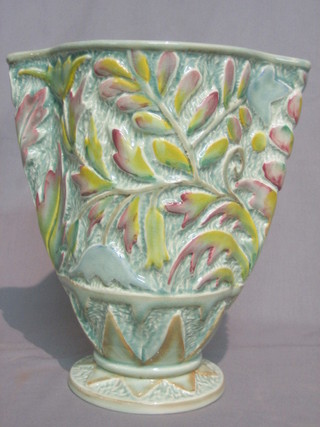 An Art Deco Beswick pottery vase with floral decoration, the base impressed Made In England 656 10"