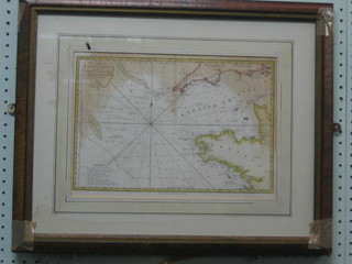 A map "Eighth Chart of The Coast of France" 9" x 13" (some water damage)