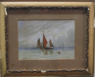 J M Botting, watercolour "Fishing Boat" 7" x 9 1/2" signed and dated 1907