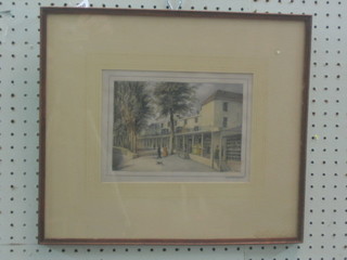 A W Clerk, a coloured etching "The Pantiles Tunbridge Wells" 5" x 8"