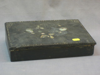 A 19th Century papier mache writing slope with hinged lid 11"