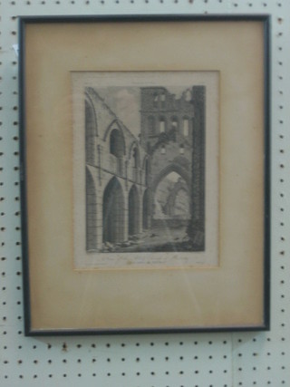 An 18th/19th Century monochrome print "View of Abby Church Slantony From the West Door" some foxing 8" x 6"