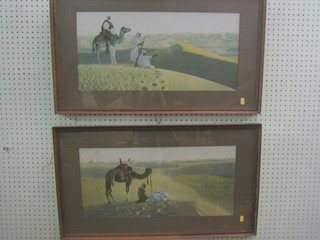 A pair of coloured prints "Dessert Scenes with Nomads" 11" x 6"