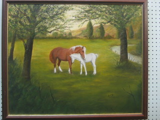 Charlie Chester, oil on canvas "Togetherness" 20" x 24" together with a letter from Charlie Chester