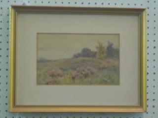 J C Halfpenny, watercolour drawing "Shore Scene with Boats in Distance" 6" x 9"