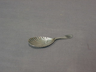 A silver shell shaped caddy spoon, Sheffield