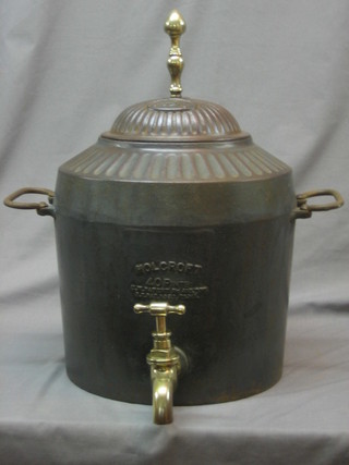 A large iron Aga twin handled 40 pint tea urn with brass spicket
