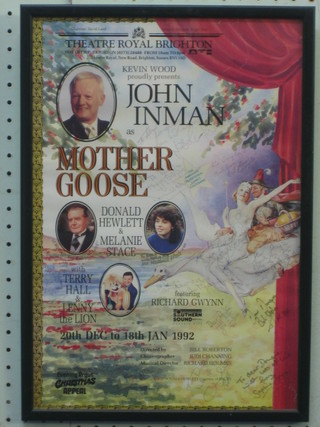 A Theatre Royal Brighton Poster for Mother Goose signed by John Inman and others