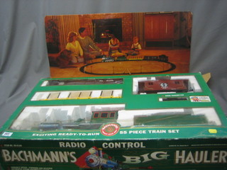 A Bachmann's radio controlled Steam Train set together with various rails