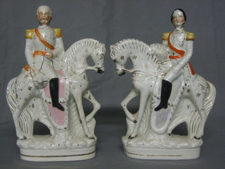 A  pair of Staffordshire figures of mounted Generals 12"