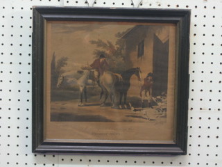 After Craine Smith, a set of  8 18th/19th  Century coloured hunting prints "The Trick, Push Him Up Tomboy, .... Now Contract and Who ... oop, Proof of Bottom, The Fore Horse of The Team, A Check and Pycheley Hunt" 8" x 9"