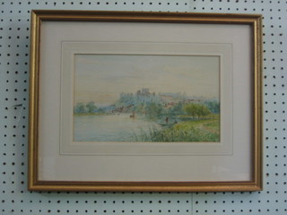W Duncare, watercolour, impressionist scene "Windsor Castle From the River" 7" x 12"