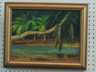 Leeroy Kingstey Scott, oil on board "Palm Trees" signed and dated 2003 9" x 12"
