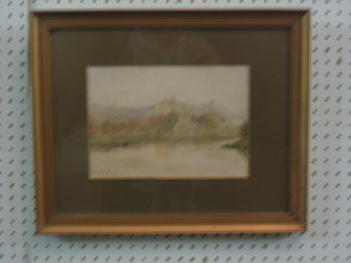 Winifred Bishop, watercolour drawing "Arundel Castle From the River" 7" x 5 1/2"