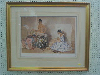 William Russell Flint, a limited edition coloured print "Two Ladies" 14" x 21" with blind proof stamp