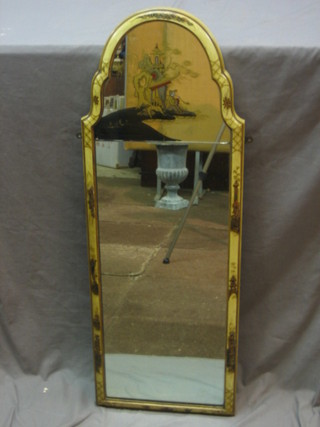 A 1930's chinoiserie style arched plate wall mirror contained in a white lacquered frame 41"