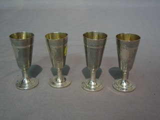 4 "Russian" silver goblets 3"