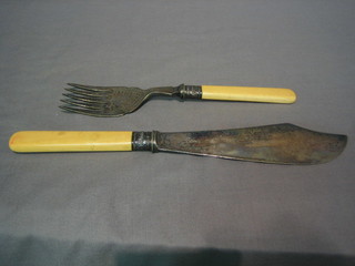 A pair of silver plated fish servers