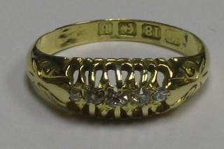 A lady's 18ct gold dress ring set 5 diamonds 