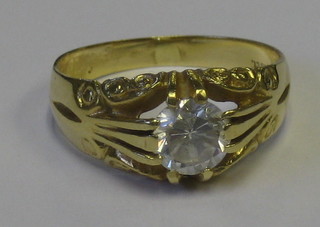 An 18ct gold gypsy ring set a simulated diamond