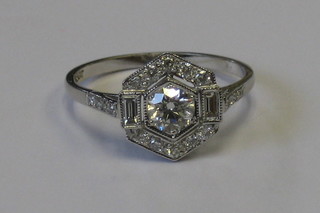 A lady's 18ct gold Art Deco style dress ring set numerous diamonds (approx 0.75ct)
