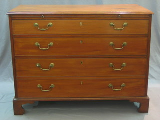 A Georgian mahogany chest fitted a brushing slide above 4 long drawers with brass swan neck drop handles 43"
