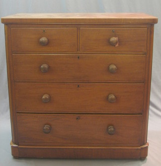 A Victorian mahogany bow front chest of 2 short and 3 long graduated drawers with tore handles 40"