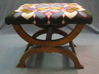 A Victorian mahogany X framed stool