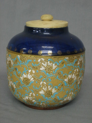 A Royal Doulton salt glazed globular shaped vase, the base marked Royal Doulton 8488M 6"