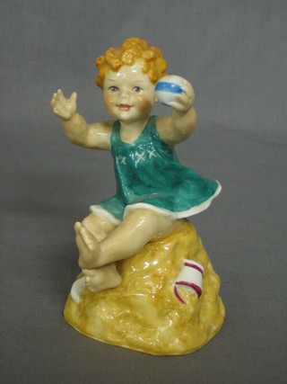 A Royal Worcester figure The Child That is Born on the Sabbath is Fair, Wise, Good and Gay 3256, 4 1/2"