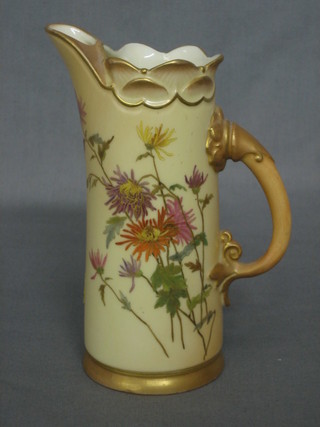 A Royal Worcester blush ivory ground jug with gilt decoration, the base marked 1229, 6 1/2"