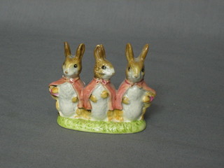 A Beswick Beatrix Potter figure group Flopsy, Mopsy and Cottontail, the base dated 1954 3"