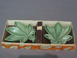 A pair of Wade leaf shaped dishes, boxed