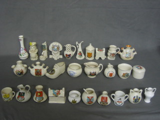28 various items of crested china
