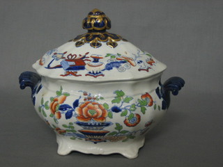 An Improved stone china twin handled sauce tureen and cover, 7"