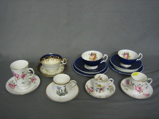 5 various Worcester coffee cans and 3 Aynsley cups and saucers with matching side plates