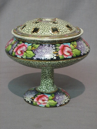 A 1930's Art Deco pottery pedestal posy bowl complete with spread 7"