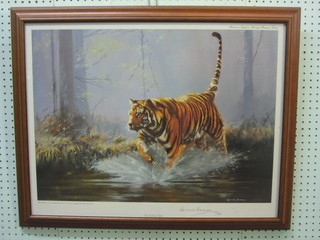 Leonard Pearman, a limited edition coloured print "The Fishing Tiger" 18" x 25"